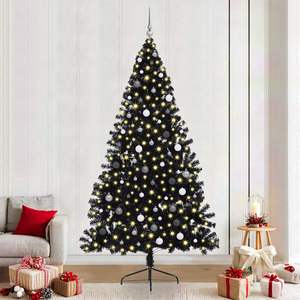 Albero di Natale artificiale in PVC nero da 94,5 pollici con 300 LED preinstallati - Product Image 1
