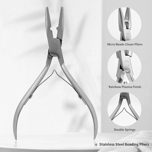 Pince à cils en acier inoxydable bleu plasma avec boucle à billes et crochet - Outil professionnel pour extensions capillaires et usage esthétique - Product Image 6