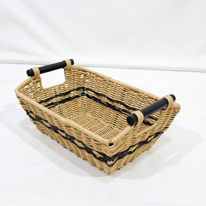 Top Rated Rectangle <b>Plastic</b> Synthetic Woven Eco-Friendly Storage Tray Lightweight Sturdy Iron Frame Desktop <b>Basket</b> - Product Image 3