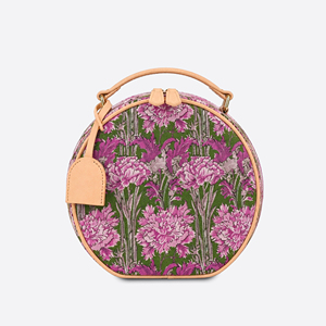 Round Floral Cosmetic Bag Zipper Makeup Case Leather Trim Travel Toiletry Pouch Wedding <b>Hat</b> <b>Box</b> - Product Image 1