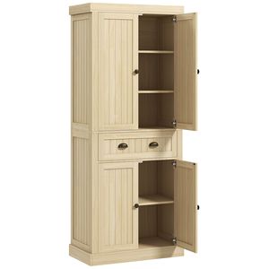 Armadio Dispensa Moderno da Cucina da 72 Pollici con 4 Ante in Truciolato, 2 Ripiani Regolabili e Cassetto in Legno MDF - Product Image 1