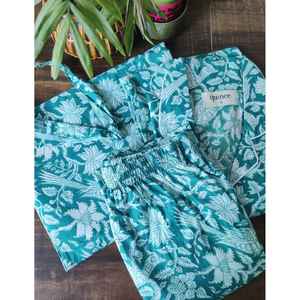 Women's <b>Peacock</b> Floral Pajama Set with Cover <b>Bag</b> Comfortable Sleepwear - Product Image 1