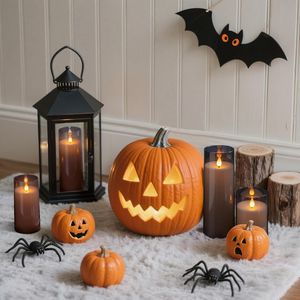 Acrylic Flickering LED Pillar Candle <b>Battery</b>-<b>Operated</b> with Remote Timer Flameless Candles for Halloween Decoration - Product Image 3