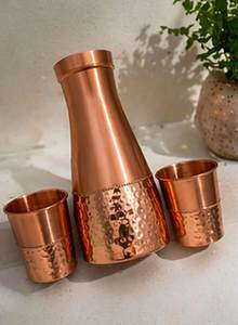Pure Copper Bedside Carafe With Lid Traditional <b>Drinking</b> Water <b>Jug</b> Handcrafted Water Pitcher For Bedroom Kitchen Dining Table - Product Image 5