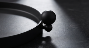 Factory Direct Cast Aluminum Round Matte <b>Black</b> Metal Serving Tray Sphere Handle Design Food Display <b>Plate</b> Hotel Restaurant - Product Image 5