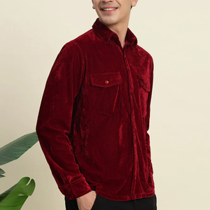 เสื้อเชิ้ตกำมะหยี่ผู้ชาย นุ่มสบาย ดีไซน์หรูหรา แขนยาว สไตล์ลำลอง แฟชั่นขายดี - Product Image 5