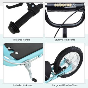 Monopattino per ragazzi con manubrio regolabile, doppi freni, ruote gonfiabili in PU, monopattino leggero blu per attività all'aperto per età 5+ - Product Image 6