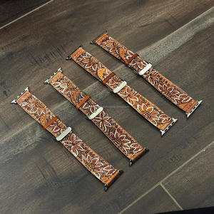 New Arrival Custom Western Floral Design Hand <b>Tooled</b> Leather <b>Watch</b> Band Boho Western Replacement Cowhide Leather <b>Watch</b> <b>Straps</b> - Product Image 5