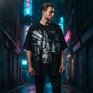 เสื้อยืดโอเวอร์ไซส์ผ้าคอตตอนหนา 300gsm พรีเมียม ปักลายได้ตามสั่ง แบบเรียบ ไหล่ตก สไตล์ฮิปฮอป สตรีทแวร์ - Product Image 5