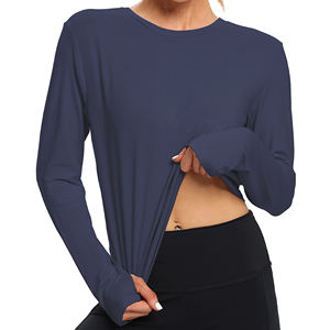 Haut de yoga en tissu doux pour femme, respirant, séchage rapide, couleur unie, idéal pour le sport, la gym, la course à pied. - Product Image 4