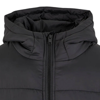 DENEZE SPORTS Blouson matelassé long à capuche pour homme, vert olive, manteau d'hiver épais matelassé, col montant, motif camouflage, logo frontal