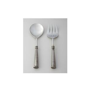 Paire de cuillères à salade en métal argenté robustes et durables, avec forme ergonomique, pour une utilisation quotidienne en cuisine et pour l'organisation d'événements spéciaux - Product Image 1
