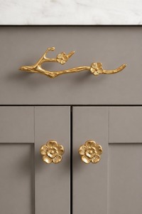 Pomo de Mueble con Forma de Rama de Libélula Dorada, Diseño Novedoso, Herraje de Latón, Tirador Decorativo para Puerta de Armario - Product Image 6