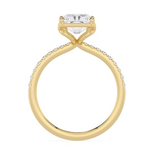 Bague solitaire en or rose 10 carats avec diamant de laboratoire radiant et rond taillé, sertie clos, Ethereal 3.22 ctw - Product Image 6
