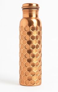 Botella de Agua de Cobre Dorado Hecha a Mano, 1000 ml, Recipiente Ayurvédico sin Costuras, Beneficios para la Salud y Frasco Metálico Antimicrobiano - Product Image 2