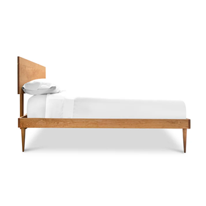 KD Flat Pack Vintage Style Wooden <b>Bed</b> <b>Frame</b> | Light Walnut Finish Bedroom Furniture India - Product Image 2