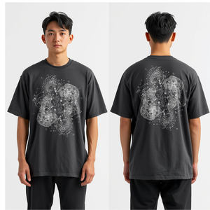 T-shirt pour homme gris anthracite imprimé DTF, motif graphique, coupe oversize, décontracté, en coton - Product Image 3