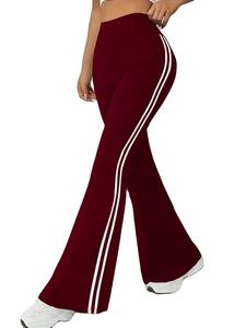 2026 Fashion Striped High Waist Elastic Waist Yoga <b>Flare</b> Pants Custom Logo Butt Lifting Sweat-Wicking Gym Running <b>Leggings</b> for - Product Image 4
