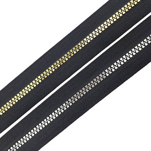 Shiny 5# Metallic Luster Resin Open-end Auto Lock Gold Silver Teeth Plastic <b>Zipper</b> for Garment - Product Image 4