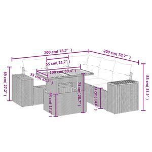 ชุดโซฟาลานบ้านหวายโพลีสีดำ 6 ชิ้นพร้อมชุดเบาะรองนั่งในสวน - Product Image 3