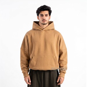 Vente en gros de sweats à capuche surdimensionnés en molleton brossé 400 GSM, coupe épaules tombantes, vêtements streetwear pour les détaillants - Product Image 6