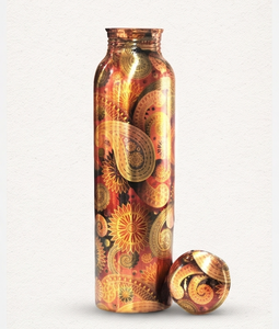 High Quality <b>Copper</b> Bohemian Printed Water <b>Bottle</b> Eco Friendly Perfect For Daily Hydration Fitness Yoga Travel Office Home Use - Product Image 1