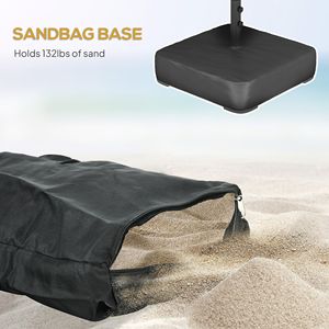 Ombrellone da Esterno a Doppia Faccia con Luci Solari e Base, Raggio 3m, per Tavolo da Pranzo, Grigio, con Pulsante di Inclinazione per Giardino e Cortile - Product Image 6
