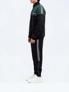 Men's Grey Solid Acid Wash Color Blocking Tracksuit Set <b>Full</b> <b>Zip</b> <b>Hoodie</b> Joggers Breathable Sporty Casual Wear Winter Regular Fit - Product Image 2