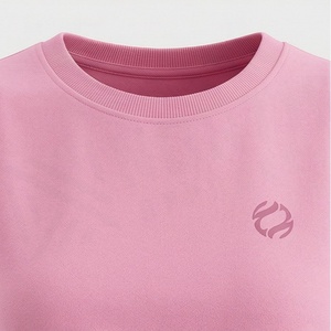 Women's Pink Sleeveless Crop <b>Top</b> and Shorts Set Crew Neck Solid Color Casual Sportswear Above Knee Knitted Spandex Cotton 2 - Product Image 4