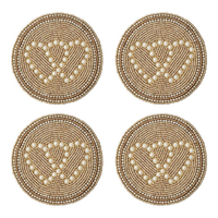 Décor de table personnalisable écologique de luxe, embellissements en perles de rocaille colorées, dessous de verre cousus à la main