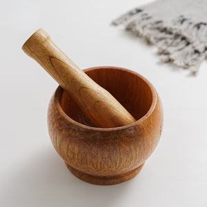 Molinillo de madera de calidad alimentaria para especias y medicamentos |   Juego de Mortero y Pilón Okhli Musal |   Apto para lavavajillas y horno | - Product Image 5