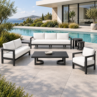 Ensemble de mobilier de jardin extérieur 8 places en aluminium moderne résistant à la rouille pour projets hôteliers, mobilier de balcon toutes saisons