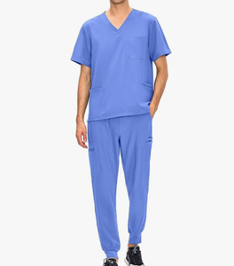 Vente en gros de tenues médicales personnalisées avec logo OEM pour hommes et femmes, comprenant un haut et un pantalon de jogging, en coton et polyester extensible, avec fonction de détection d'aiguilles - Product Image 6