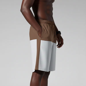 Top Trending Men's Brown And White Color Blocked Board <b>Shorts</b> With Side Stripe Drawstring Waist Quick Dry Casual Bermuda Style - Product Image 6