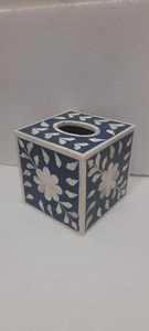 Luxury Handmade Conifer Modern Multi-Purpose Tissue Paper <b>Box</b> Cover Blue <b>Floral</b> Decorative Tissue Holder for Home and Hotel - Product Image 5