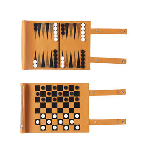 Customized New Design Durable Portable <b>Smart</b> Soft Traveling PU Leather Roll-up Backgammon Luxury <b>Game</b> Set - Product Image 1