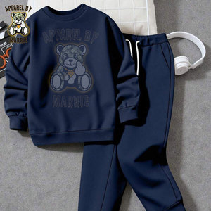 Ensemble de jogging streetwear mi-lourd en mélange de coton 100% OEM, vente en gros, avec logo personnalisé, sweat-shirt à capuche et pantalon de survêtement - Product Image 4