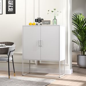 Moderna armadietto portaoggetti in acciaio pesante Free Standing Buffet credenza 2 ripiani facile montaggio Anti-punta armadio da cucina camera da letto - Product Image 3