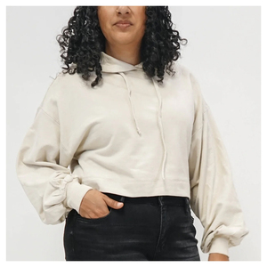 Wholesale Womens Cropped Hoodie Pullover Sweatshirt Blank Hooded <b>Top</b> Custom Logo OEM ODM Supplier - Product Image 2
