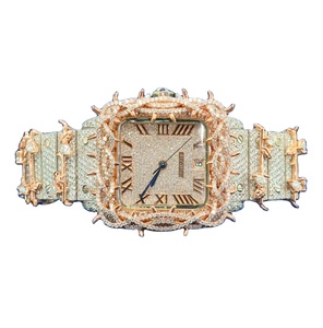 Venta caliente VVS Moissanite Reloj Diamante Reloj Automático 41MM Rosa Blanco Tono Espinas Lujo Iced Reloj para Hombres Mujeres Cristal - Product Image 1