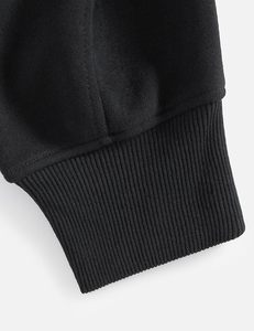 Sudadera con Capucha Extra Grande para Hombre, Color Negro Sólido, Manga Larga, Informal, de Algodón, Felpa Francesa, para Otoño - Product Image 2