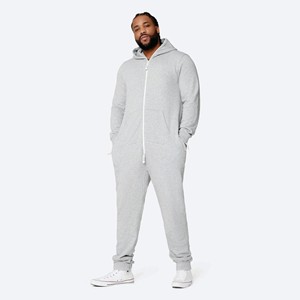 Chándal gris para hombre con capucha, cierre de cremallera, estilo casual con bolsillos laterales, corte regular, 100% algodón, estilo otoñal - Product Image 2