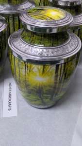 Forest Serenity Metal Cremation <b>Urn</b> - <b>Large</b> Adult Funeral <b>Urn</b> for Ashes - Manufacturer Wholesale Memorial <b>Urns</b> Supplies - Product Image 2