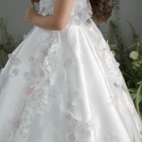 Robe de Soirée sans Manches Type Robe de Bal, Ornée de Perles à la Main et de Fleurs 3D, pour Demoiselle d'Honneur ou Fillette de Mariage – Modèle Rosa