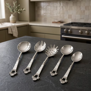 Elegantes Servidores de Ensalada en Tono Plateado, Juego de Cuchara y Tenedor de Metal para Mesa de Comedor, Vajilla para el Hogar, Cocina y Suministros para Restaurantes - Product Image 6