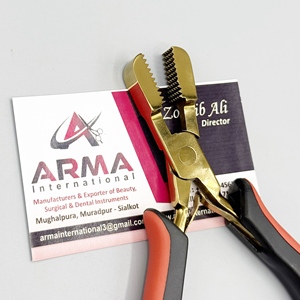 Pince droite dentelée en acier chirurgical Plasma Gold pour extensions capillaires, outil de fusion et de collage de colle pour extensions de cheveux - Product Image 3