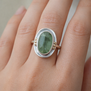 Green Kyanite Gemstone <b>Ring</b> 925 Silver <b>Brass</b> Ball Rose Gold Yellow Gold Plated Handmade Designer Jewelry for Christmas gift men - Product Image 2