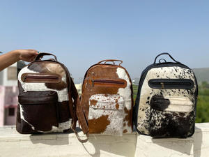 New Real Handmade Hair on Hide Fur Leather Backpack Retro Genuine Natural Cowhide Leather Vintage Unisex Casual <b>Work</b> <b>Laptop</b> <b>Bags</b> - Product Image 4