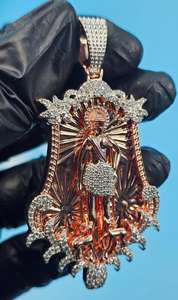 Colgante de Estilo Religioso Santa Muerte, Colgante Hip Hop, Colgante Chapado en Oro de Plata 925, Colgante Bling para Raperos, Colgante de San Judas Tadeo - Product Image 2