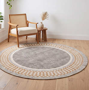 4' <b>Round</b> Mandala Printed Cotton Area Rug for Meditation Corner Bohemian Living Room & Bedroom - Product Image 1